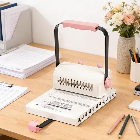 آلة تجليد الكتب Vagbstu Cinch، آلة تجليد حلزونية 2:1 مع مسطرة منزلق متوافقة مع الأسلاك أو الملفات الحلزونية، سعة 20 ورقة دائرية لأجهزة الكمبيوتر المحمولة والألبومات والمجلات والتقويمات in Kuwait