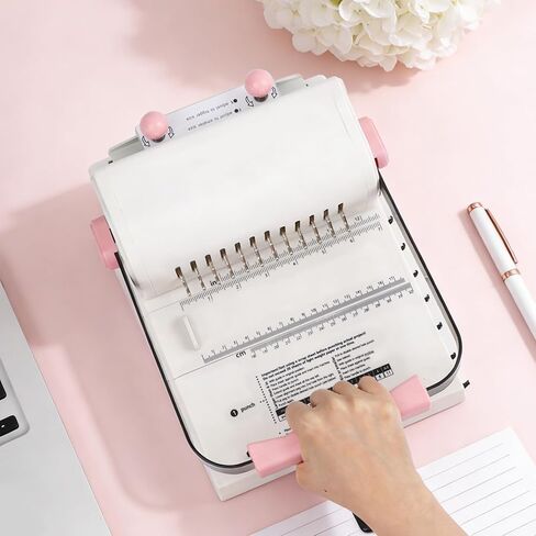 آلة تجليد الكتب Vagbstu Cinch، آلة تجليد حلزونية 2:1 مع مسطرة منزلق متوافقة مع الأسلاك أو الملفات الحلزونية، سعة 20 ورقة دائرية لأجهزة الكمبيوتر المحمولة والألبومات والمجلات والتقويمات in Kuwait