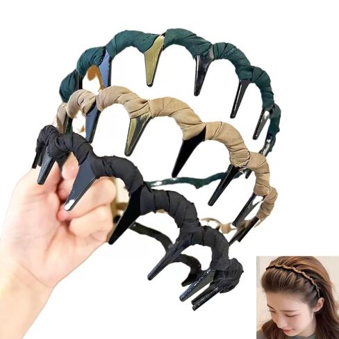 Vintage High Skull Reversible Headband with Teeth, Fashion High Cranium Headbands, Non-slip Decorative Accessories for Women (A (Black,Green, khaki), L) in Saudi Arabia