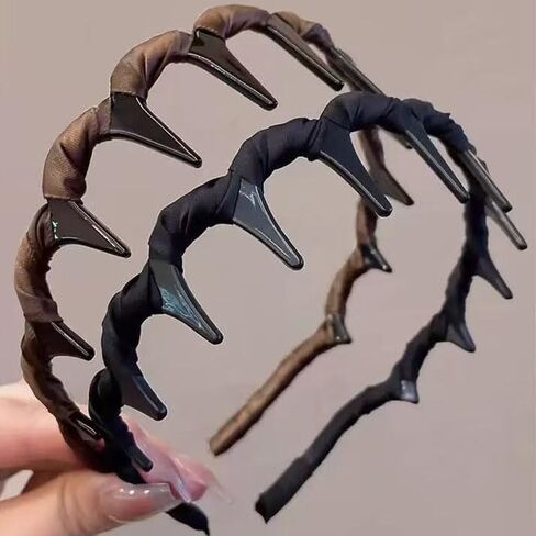 Vintage High Skull Reversible Headband with Teeth, Fashion High Cranium Headbands, Non-slip Decorative Accessories for Women (A (Black,Green, khaki), L) in Saudi Arabia
