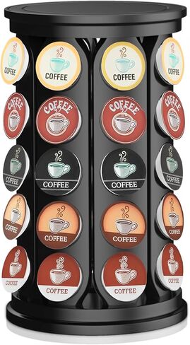 Cohnceh Coffee Pod Carousel Holder Holder Compacity Coffe Capsule حامل - عقد 40 قرونًا جديدًا تصميمًا حديثًا أو منظمًا للمكتب أو مكتب المطبخ (أسود) in Saudi Arabia