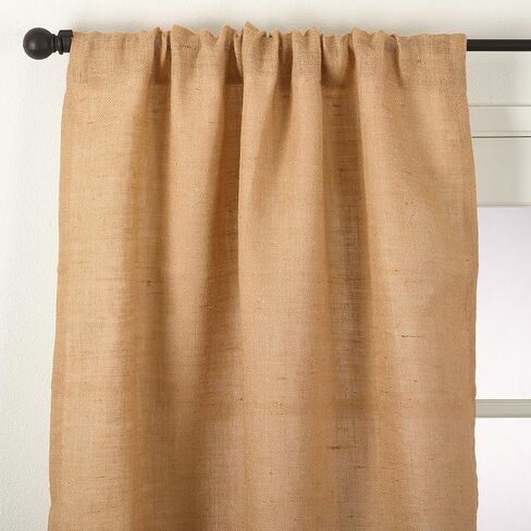 SARO LIFESTYLE Rustic Farmhouse Style Burlap Jute Lined Curtain Panel, 42" x 84", Natural in Saudi Arabia