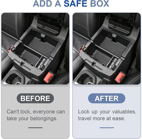 صندوق أمان بقفل وحدة التحكم المركزية متوافق مع Jeep Wrangler JL 4XE 2018-2025 لملحقات Gladiator JT الداخلية ومسند الذراع ودرج منظم الأمان مع كلمة مرور مجمعة مكونة من 3 أرقام in Kuwait