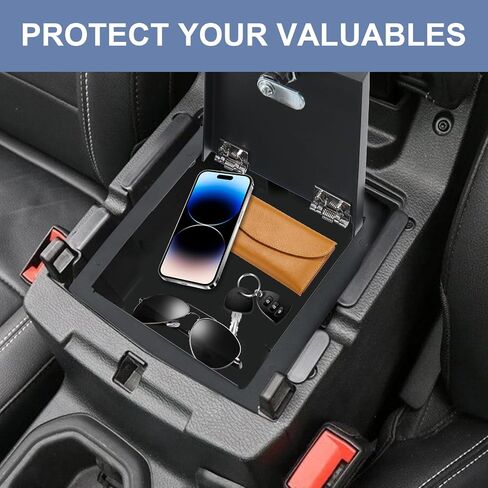 صندوق أمان بقفل وحدة التحكم المركزية متوافق مع Jeep Wrangler JL 4XE 2018-2025 لملحقات Gladiator JT الداخلية ومسند الذراع ودرج منظم الأمان مع كلمة مرور مجمعة مكونة من 3 أرقام in Kuwait