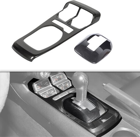 Carbon Fiber Gear Shift Panel Cover Trim Kit, 2Pcs Interior Trim Sticker Accessories for 2010-2015 Chevrolet Chevy Camaro in Saudi Arabia