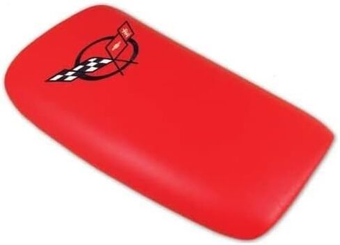 C5 Corvette Center Console Pad Lid Torch Red Leather with Black Cross Flag Embroidered Emblem Fits: All 97 Through 04 Corvettes in Kuwait