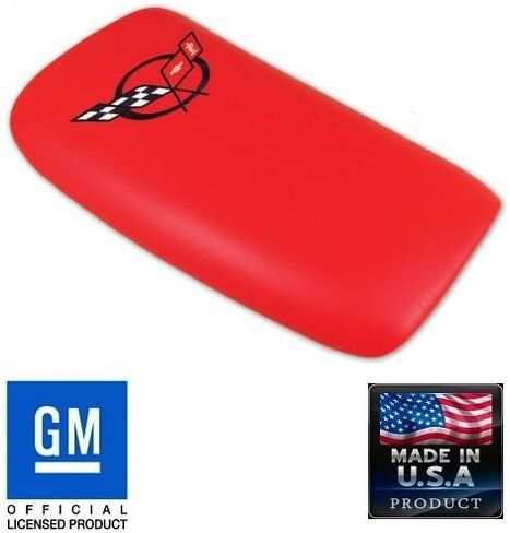 C5 Corvette Center Console Pad Lid Torch Red Leather with Black Cross Flag Embroidered Emblem Fits: All 97 Through 04 Corvettes in Kuwait