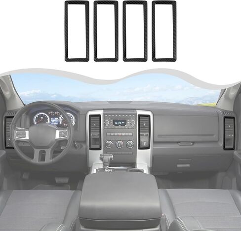 Dash Air Conditioning AC Ring Vent Cover Trim Compatible with 2010-2012 Dodge RAM Interior Accessories (Carbon Fiber) in Saudi Arabia