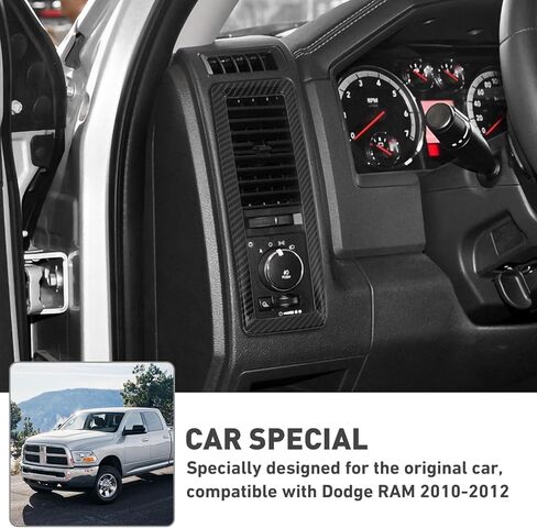Dash Air Conditioning AC Ring Vent Cover Trim Compatible with 2010-2012 Dodge RAM Interior Accessories (Carbon Fiber) in Saudi Arabia