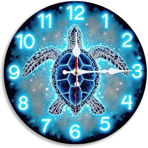 ساعة حائط، صامتة غير موقوتة تعمل بالبطارية، ساعة سلحفاة نيون مرصعة بالنجوم ديكور لغرفة نوم المطبخ والحمام 10 بوصة و12 بوصة، يتم الشحن في اليوم التالي، بدون بطارية in Saudi Arabia