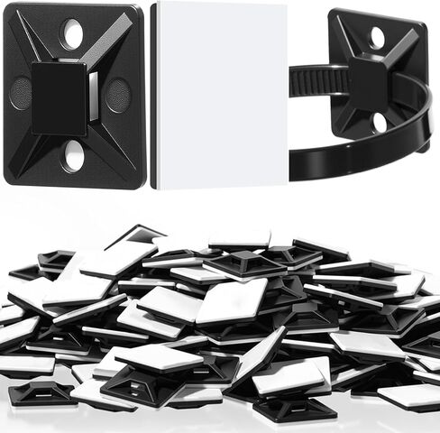 500 Pcs 3/4 Inch Black Self Adhesive Cable Zip Tie Mounts Wires Zip Tie Mounting Base Holders Management Anchors Organizer Holders for Indoor & Outdoor Cable Organization in Kuwait