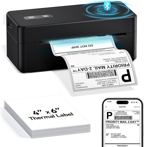 Bluetooth Thermal Shipping Label Printer, 4 x 6 Thermal Label Printer for Small Business, 2410BT Wireless Label Printer Compatible with iOS Android Phone&Pad&PC, Widely Used for UPS, FedEx, Amazon,etc in Saudi Arabia