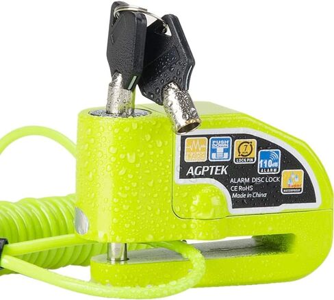 AGPTEK 110db Motorcycle Brake Lock with 5FT Reminder Cable, Anti-Theft Padlock Waterproof with Lock Pin Carrying Bag for Motorcycle Bike Scooter, Green in Kuwait
