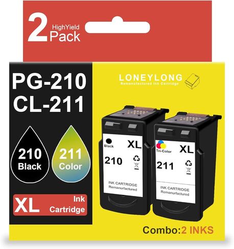 210XL 211XL Remanufactured Ink Cartridge Replacement for Canon 210XL 211XL Black Color use for PIXMA MX410 IP2700 IP2702 MP240 MP250 MP495 MX340 Printer High Pages Combo Ink Cartridge in Saudi Arabia