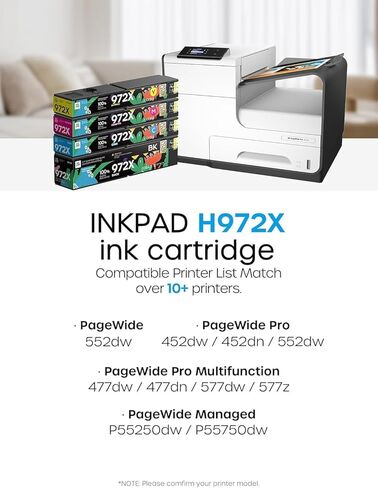 972X Ink Cartridge Compatible with 972-X 972X Replacement for PageWide Pro 452dw 452dn PageWide Pro Multifunction 477dw 477dn 577dw 577z Printer (4 Pack, Bk/C/M/Y) in Kuwait