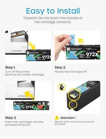 972X Ink Cartridge Compatible with 972-X 972X Replacement for PageWide Pro 452dw 452dn PageWide Pro Multifunction 477dw 477dn 577dw 577z Printer (4 Pack, Bk/C/M/Y) in Kuwait