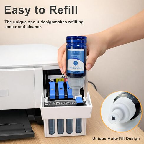 Sublimation Ink for Eco Tank ET2400 ET-2800 ET2720 ET2760 ET2750 ET4800 ET-2803 ET-2850 Printers Heat Press Transfer on T-Shirt Custom Mug, (4x100ml BK C M Y) in Kuwait