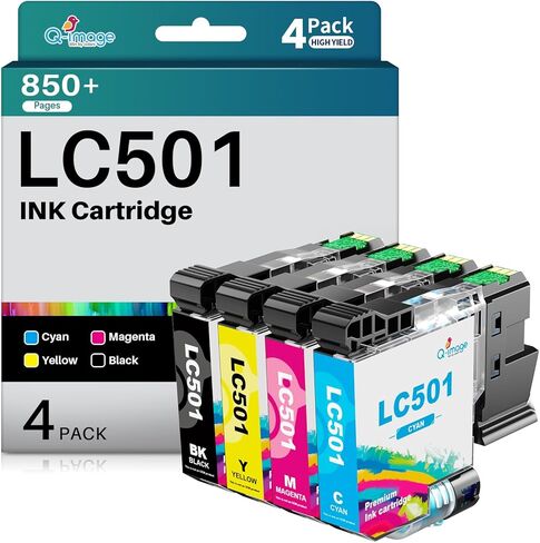 خراطيش حبر LC501 LC501XL عالية الإنتاجية متوافقة مع حبر Brother LC501 LC-501 LC 501 يعمل مع حبر الطابعة Brother MFC-J1360DW MFC J1360DW MFC-J1410DW MFC-J1260W (أسود سماوي أرجواني أصفر، 4 عبوات) in Kuwait