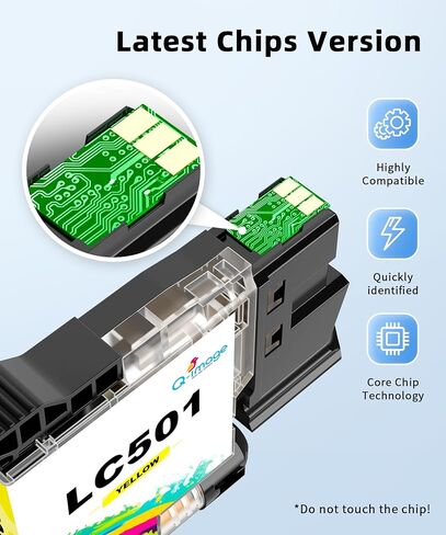 خراطيش حبر LC501 LC501XL عالية الإنتاجية متوافقة مع حبر Brother LC501 LC-501 LC 501 يعمل مع حبر الطابعة Brother MFC-J1360DW MFC J1360DW MFC-J1410DW MFC-J1260W (أسود سماوي أرجواني أصفر، 4 عبوات) in Kuwait