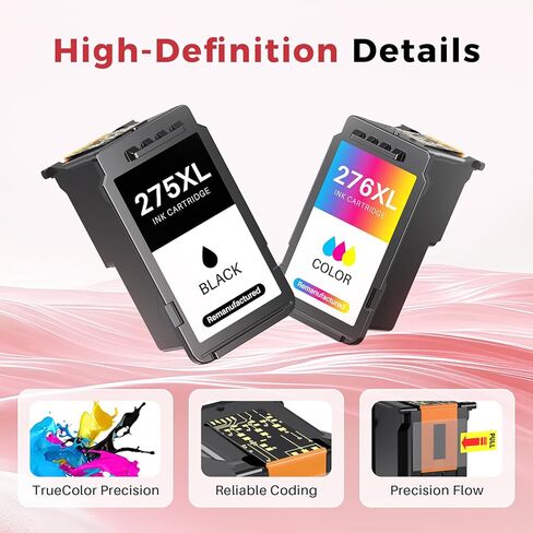 خرطوشة حبر Kuva 275xl 276xl بديلة لحبر Canon 275 276 XL PGI275 CLI276 PG-275 CL-276 XL لطابعة Pixma TS3500 TS3522 TS3520 TR4700 TR4720 TR4722 (عبوة من قطعتين بلون أسود) in Kuwait