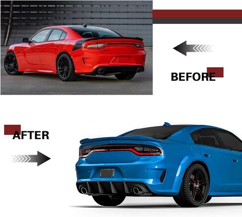 موزع روائح دودج تشارجر متوافق مع 2020-2024 تشارجر Scat SRT Daytona GT R/T V3 ناشر خلفي واسع الجسم مصد خلفي للشفاه ناشر ناشر هواء أسود لامع in Kuwait