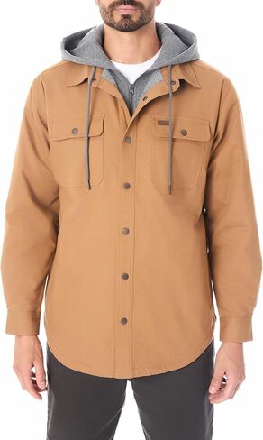 Smith's Workwear Men's Sherpa-lined Hooded Stretch-canvas Snap Shirt-jacket in Saudi Arabia