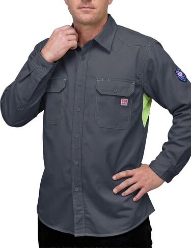 Ubon Men's FR Shirts Lightweight Welding Shirt with Vented Mesh Back, Flame Resistant Work Shirt for Summer in Kuwait