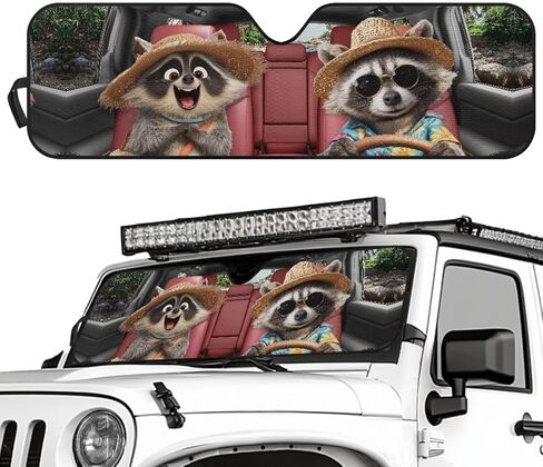 Pensura Windshield Sun Shade for 2018-2025 Jeep Wrangler JL & 2/4 Door 4XE, Foldable Car Sun Shade Visor Blocks UV Rays, Funny Owl Animal Print Windshield Sunshade Shield in Kuwait