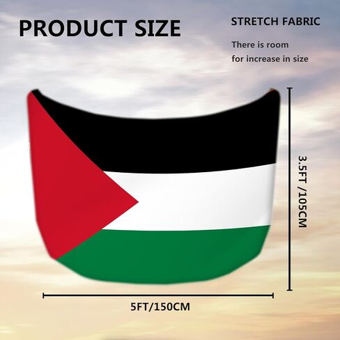 علم فلسطين غطاء غطاء محرك السيارة 3.5X5Ft غطاء محرك السيارة الفلسطيني راية الأقمشة المرنة مركبات مقاومة للرياح تزيين الأعلام in Kuwait