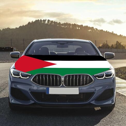 علم فلسطين غطاء غطاء محرك السيارة 3.5X5Ft غطاء محرك السيارة الفلسطيني راية الأقمشة المرنة مركبات مقاومة للرياح تزيين الأعلام in Kuwait