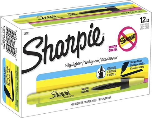 SHARPIE 28025 Accent Retractable Highlighters Chisel Tip Fluorescent Yellow Dozen in Saudi Arabia