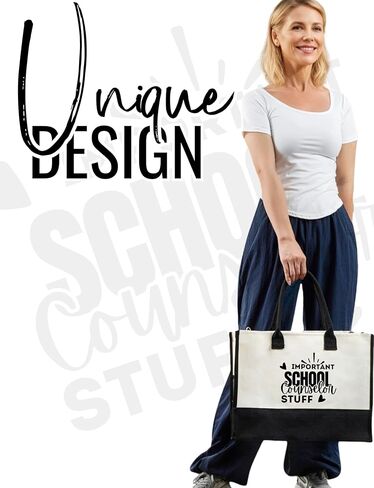 InnoBeta School Counselor Gifts for Women Canvas Tote Bag, Counselor Gifts Tote with Top Zipper Closure and Shoulder Strap for Birthday, Mother's Day, Christmas - STUFF in Saudi Arabia