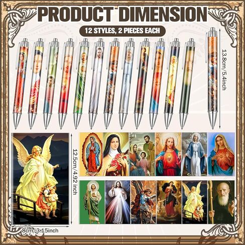 Supervitae 48 Pcs Catholic Gifts Bulk Catholic Saints Ballpoint Pens Devotional Prayer Notebooks Bible Verse Christian Gifts Baptism Church School Office Bible Study Supplies in Kuwait