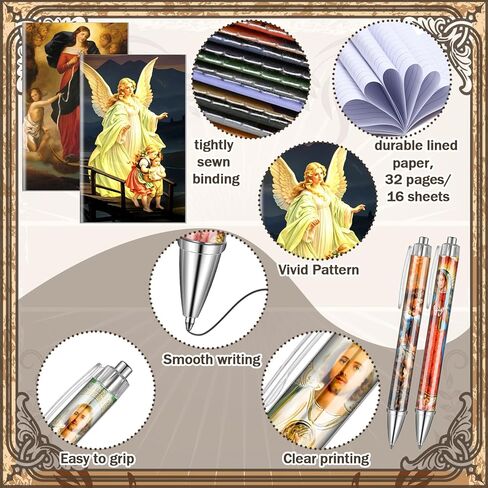 Supervitae 48 Pcs Catholic Gifts Bulk Catholic Saints Ballpoint Pens Devotional Prayer Notebooks Bible Verse Christian Gifts Baptism Church School Office Bible Study Supplies in Kuwait
