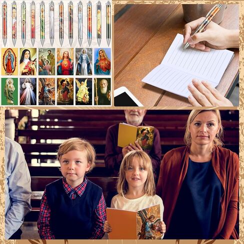 Supervitae 48 Pcs Catholic Gifts Bulk Catholic Saints Ballpoint Pens Devotional Prayer Notebooks Bible Verse Christian Gifts Baptism Church School Office Bible Study Supplies in Kuwait