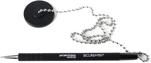 Security Pen Pack of 12 Black Ink Ballpoint Pens with Medium Point Adhesive Base and Chain Desktop Pens for Offices Banks and Lobbies in Saudi Arabia