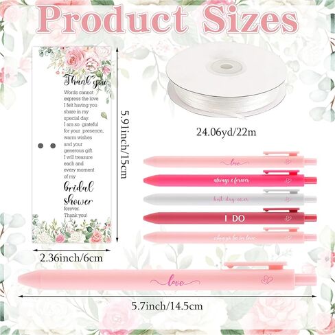 50 Sets Bridal Shower Favors for Guests Wedding Pens Bulk with Thank You Cards Bridal Shower Pens for Guest Wedding Souvenirs Game Prizes in Kuwait