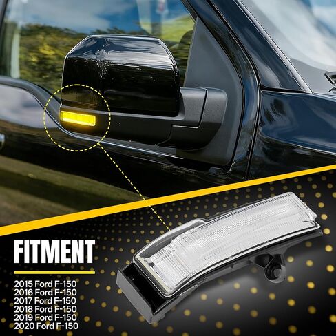 Passenger Side Mirror Light Lamp for Ford F150 2015-2020, Right LED Turn Signal Light Mirror Indicator Lamps - Original Fitment F Series in Kuwait