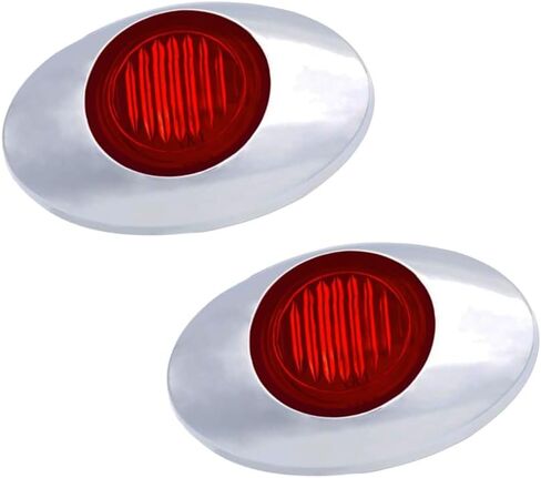 3 Inch Flush Mount Oval Side LED Marker Light, Compatible with 12 V DC Systems on Various Vehicles Including Trailers, RVs, Pickups, 2 pcs (Red Cover with Red Light) in Saudi Arabia