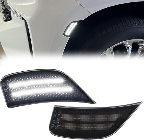 ضوء علامة جانبية LED متوافق مع جي إم سي يوكون XL دينالي تشيفي تاهو سوبربان كاديلاك إسكاليد ESV 2021 2022 2023، علامات جانبية للسائق والراكب الأمامي (عدسة مدخنة، مصابيح LED بيضاء) in Kuwait