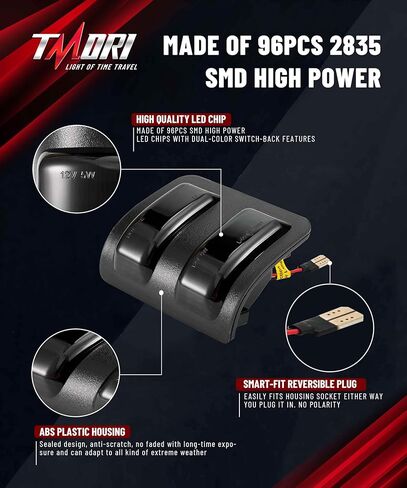مصابيح LED للمرآة الجانبية - 96LED ثنائي اللون للتشغيل / الانعطاف أضواء الإشارة عدسة مدخنة متوافقة مع 2008-2016 Fo-rd F250 F350 F450 F550 Super Duty in Kuwait