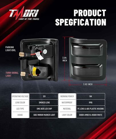 مصابيح LED للمرآة الجانبية - 96LED ثنائي اللون للتشغيل / الانعطاف أضواء الإشارة عدسة مدخنة متوافقة مع 2008-2016 Fo-rd F250 F350 F450 F550 Super Duty in Kuwait
