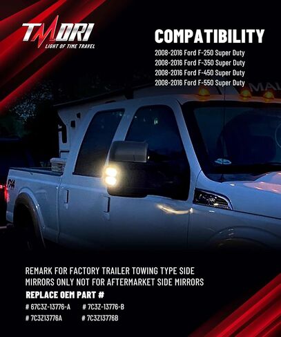 مصابيح LED للمرآة الجانبية - 96LED ثنائي اللون للتشغيل / الانعطاف أضواء الإشارة عدسة مدخنة متوافقة مع 2008-2016 Fo-rd F250 F350 F450 F550 Super Duty in Kuwait