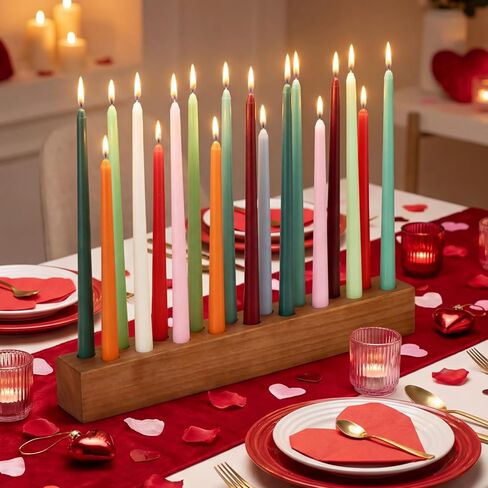 Mumufy Wood Taper Candle Holders for Table Centerpiece Giant Wooden Birthday Party Candlestick Farmhouse Candle Holders Decorations for Wedding Anniversary Desktop, 18in (Dark Brown) in Kuwait