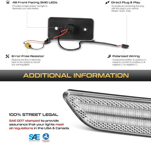 VIPMOTOZ Front Amber + Rear Red LED Strip Side Marker Lights For 2002-2018 Mercedes-Benz W463 G-Wagon G500 G550 G55 G63 AMG, Chrome Housing, Driver & Passenger Side Fender Parking Lamps Replacement in Saudi Arabia