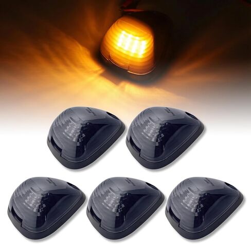 TMH 5 pcs 3.9 Inch Smoked Lens Amber Light with 16 LED Cab Top Roof Marker Lights for Super Duty Pickup 1999-2016 Ford E-150 E-250 E-350 Trailers Trucks Cab 12V DC in Saudi Arabia