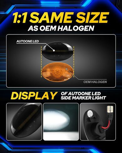 AUTOONE White LED Dually Bed Side Marker Lights for1999-2010 Ford F350 F450 F550 Super Duty, 6500K White Dual Rear Wheel Bed Marker Lamps, Smoked Len, 4PCS in Kuwait