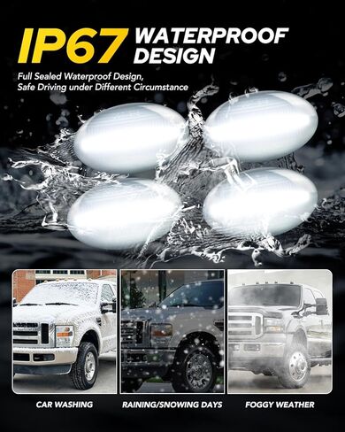 AUTOONE White LED Dually Bed Side Marker Lights for1999-2010 Ford F350 F450 F550 Super Duty, 6500K White Dual Rear Wheel Bed Marker Lamps, Smoked Len, 4PCS in Kuwait