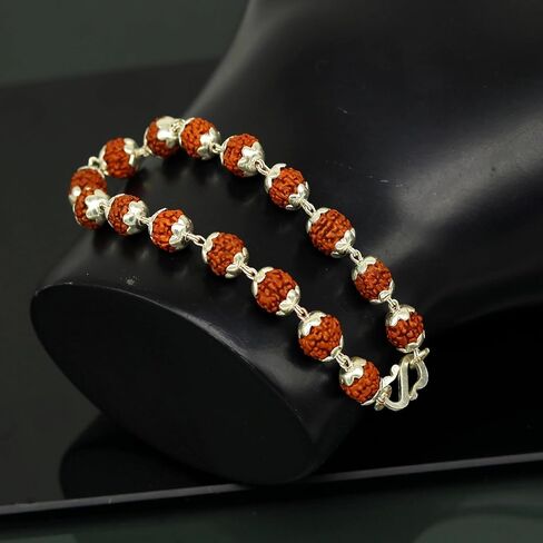 مجموعة من سوار سلسلة رودراكشا 5 مطلي بالفضة والذهب الأصلي من 5 موخي كاب شيفا، مجوهرات روحية هندوسية in Kuwait