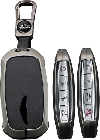 غطاء مفتاح معدني مناسب لـ Genesis GV60 GV80 G70 G90 2025 2024 2023 حافظة مفتاح التحكم عن بعد ملحقات حماية المفاتيح مع سلسلة مفاتيح سوداء in Kuwait
